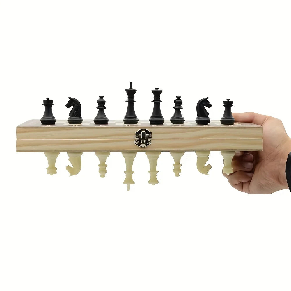 Classic Solid Wood Magnetic Folding Chess Set