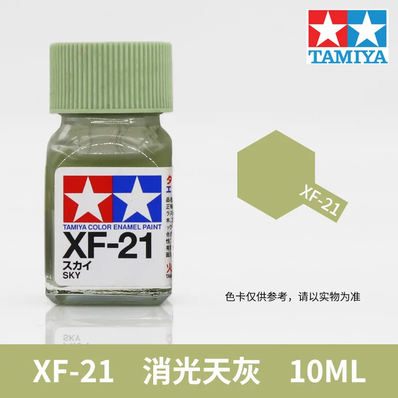 Tamiya XF-21 Sky color enamel paint in a glass bottle for model building