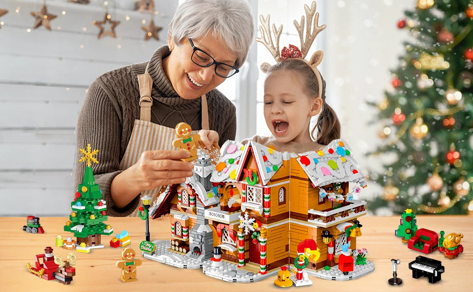 Gingerbread House Building Set with LED Lights – 3 Holiday Styles for Kids and Adults