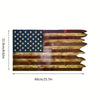 A wooden American flag with wavy edges featuring the stars and stripes pattern.