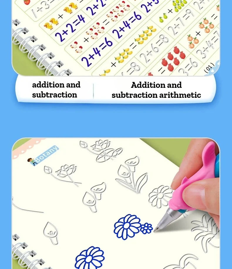 Reusable Grooved Handwriting Books for Kids — Magic Ink Practice Set