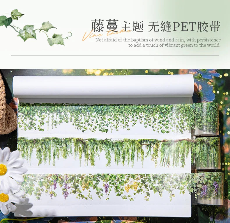 Fresh Vine-themed PET Decorative Tape Roll for Journaling & Crafting