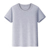 A light gray short-sleeved t-shirt for kids, made of soft cotton fabric.