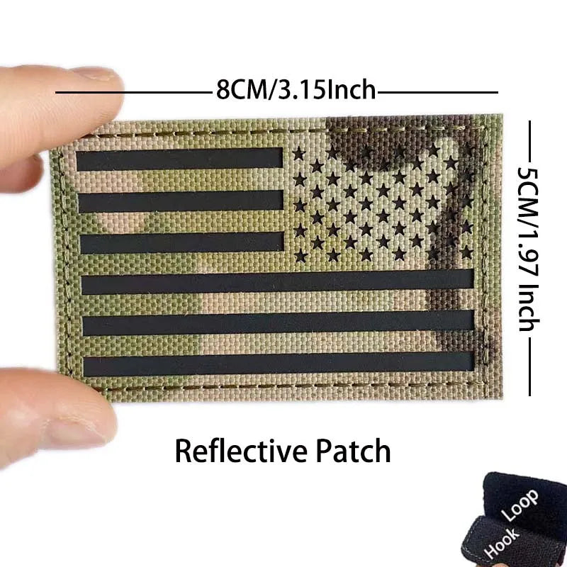Reflective American Flag Tactical Patch with Glow-in-the-Dark Detail