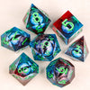 Liquid Core Polyhedral Dice Set – 7 Sharp-Edge Resin Dice with Swirling Quicksand