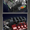 A detailed V8 engine building kit featuring working pistons and mechanical components.