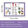 A set of 26 double-sided alphabet flash cards showing letters from A to T with corresponding images.
