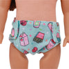 Light blue floral patterned soft doll underwear for an 18-inch doll
