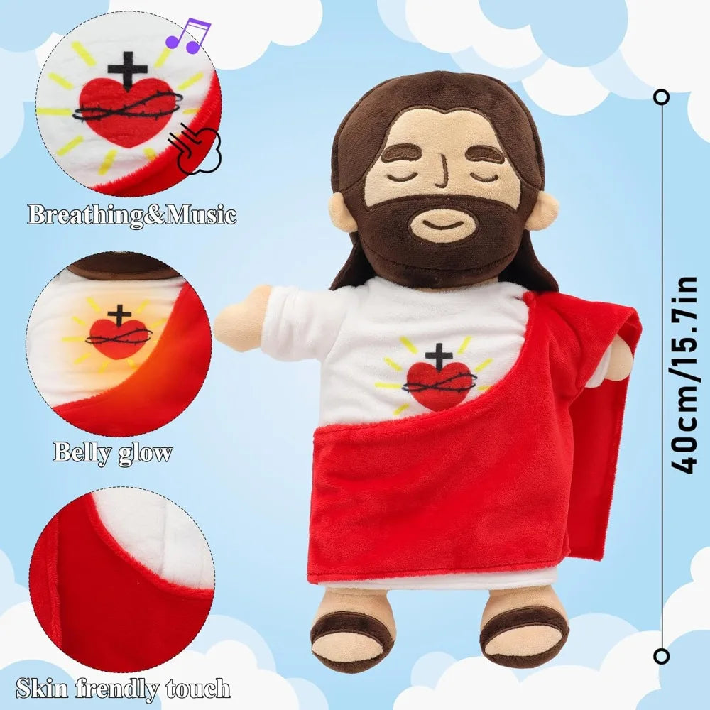 Breathing Jesus Plush Toy with Calming Sacred Heart Design