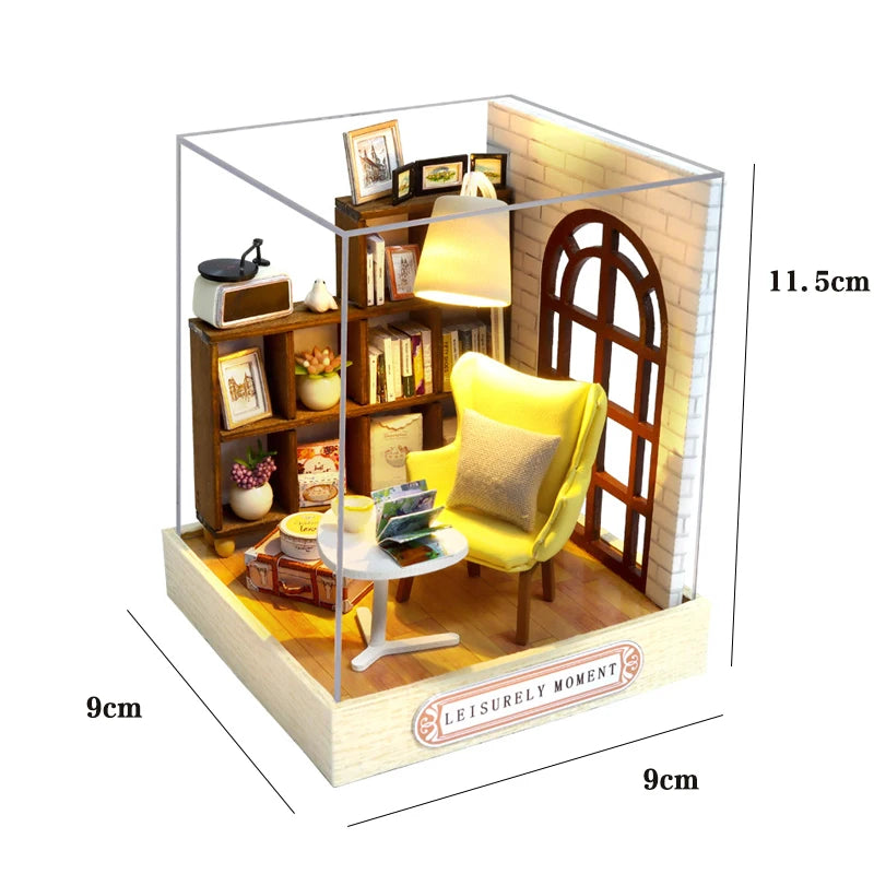 DIY Wooden Book Nook Kit — Miniature Dollhouse 3D Puzzle Bookend