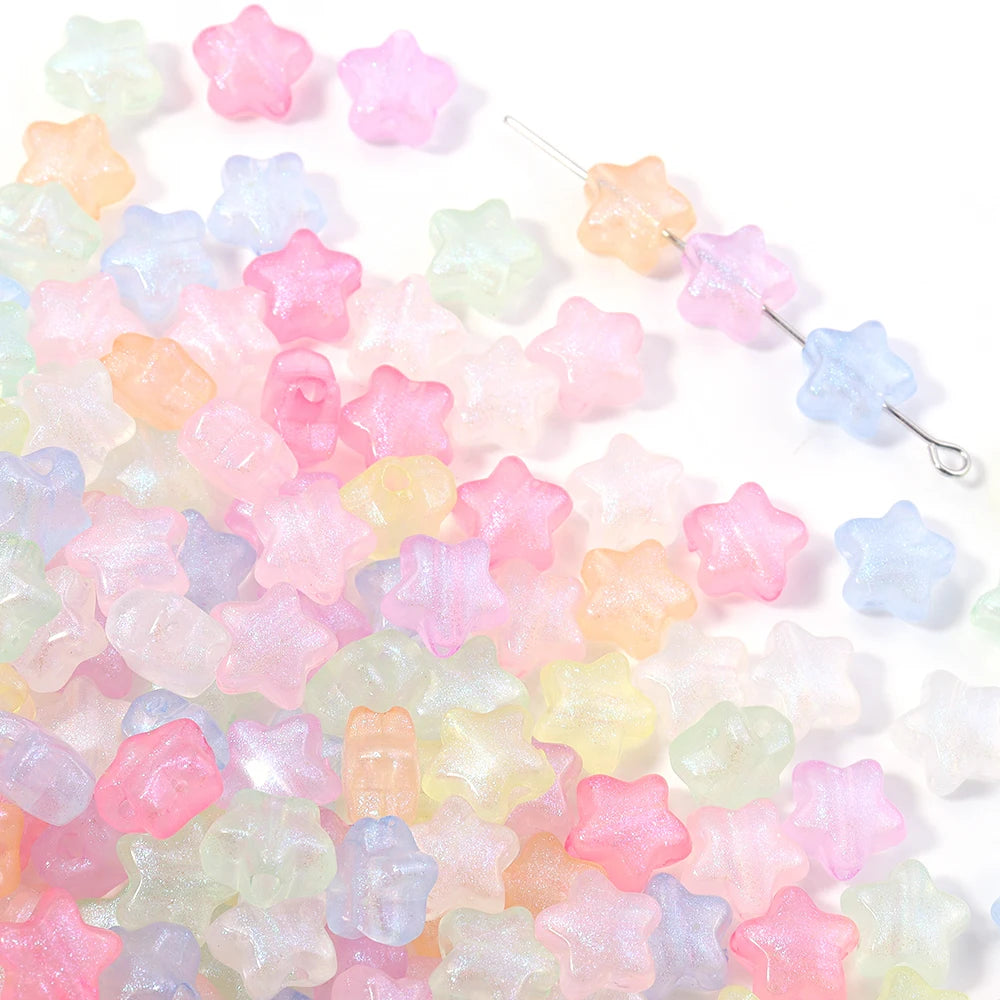 Mermaid Star Acrylic Beads – 10mm Luminous Loose Beads for DIY Jewelry