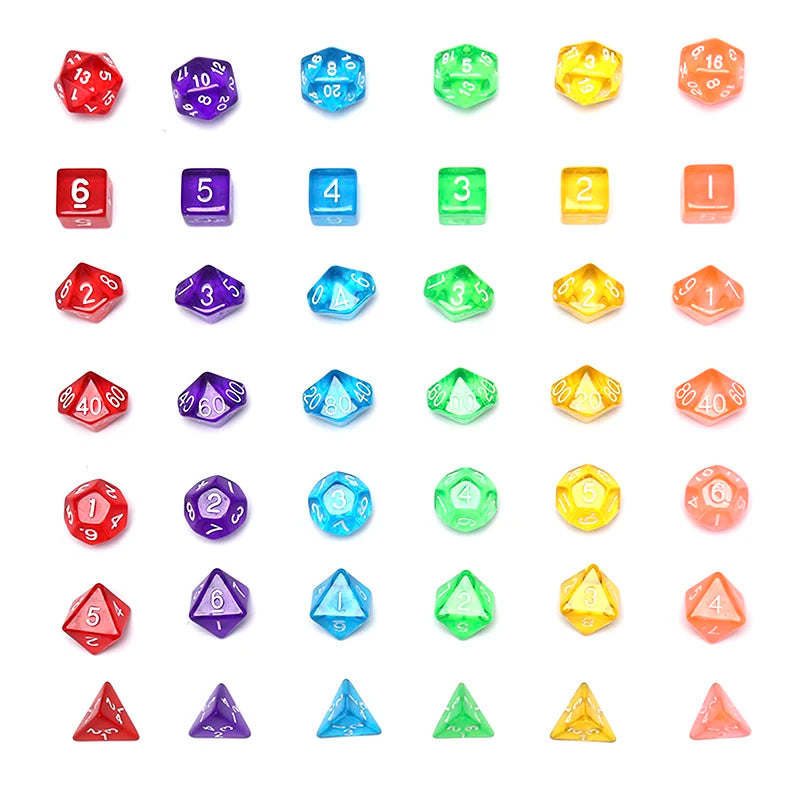 Multicolor Polyhedral Dice Set for RPG and Board Games
