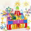 A colorful set of creative DIY stick building blocks featuring various shapes and colors like green, red, yellow, blue, and p