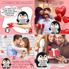 Handmade crochet emotional support plush penguin for husband with a sweet birthday gift message