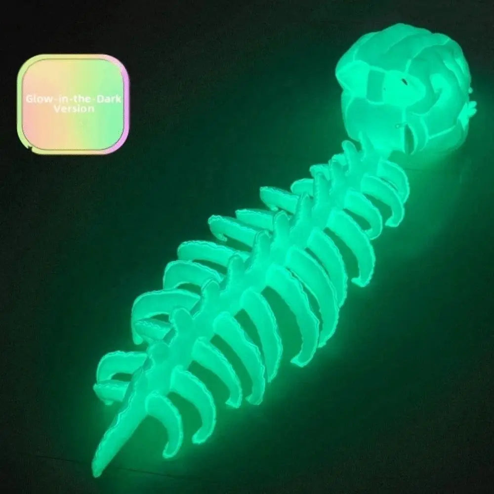 A glowing green dinosaur skeleton mask is displayed against a dark background.