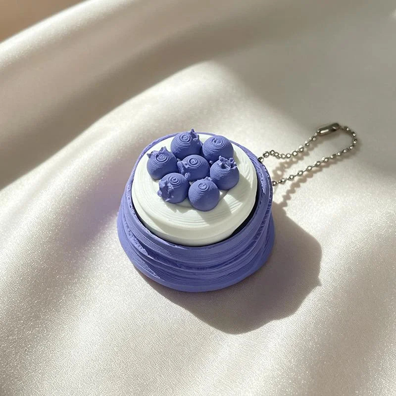 Cute Cartoon Cake Fidget Keychain – Stress Relief Clicker Toy