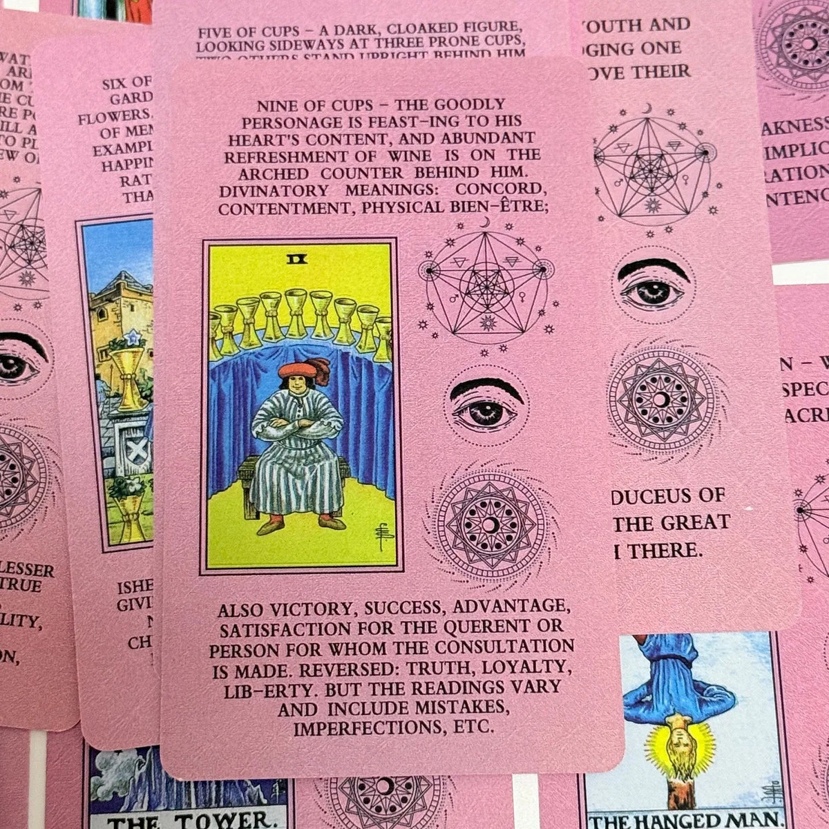 Pink Rider-Waite Tarot Cards – 78-Card English Deck with Keywords