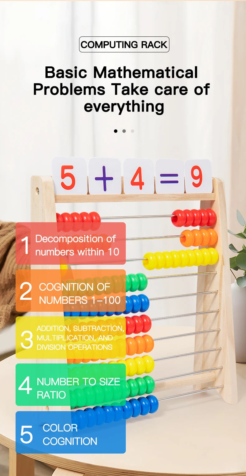 Wooden Rainbow Abacus for Early Math Learning