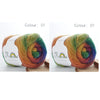 A ball of hand-dyed rainbow merino wool yarn in various shades is shown for knitting and crochet.