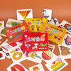 A collection of colorful matching cards featuring animals and objects for a kids cognitive puzzle game