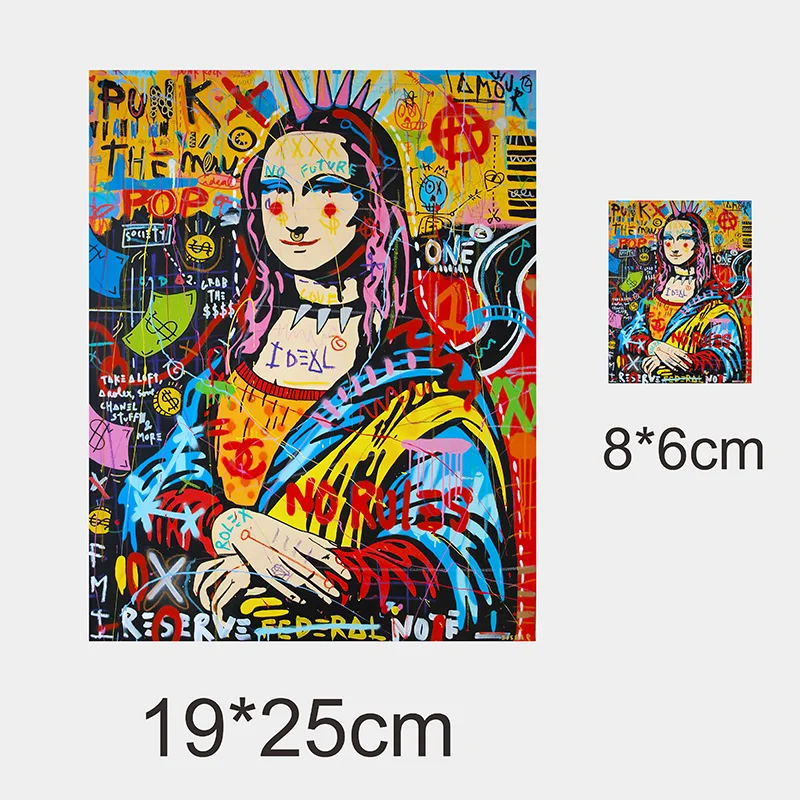A vibrant, distressed illustration featuring a woman with pink hair and neon accents, designed as a creative iron-on heat tra