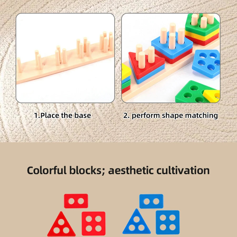 Geometric Shape Sorting Blocks Set for Toddlers
