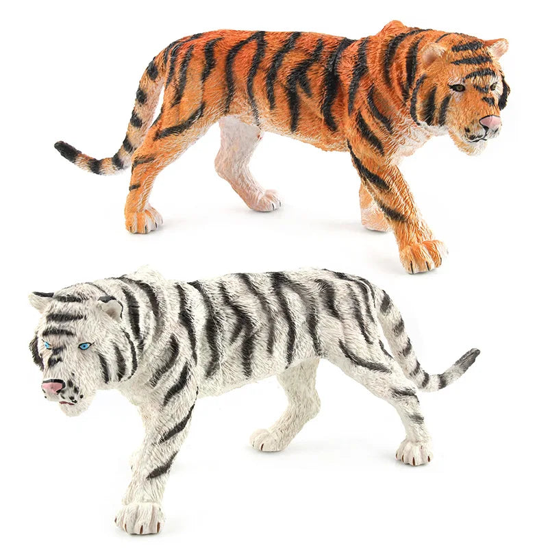 Realistic Wild Animal Figures - Leopard, Tiger, Lion, Elephant, Zebra Set
