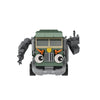 A green trash truck building block set with a working dump function.