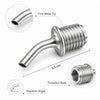 A silver metal painting pen tip with a fine metal tip and threaded base shown at various angles.