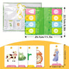 Un jeu de cartes flash avec mots visuels, chiffres et lettres pour l'apprentissage préscolaire.