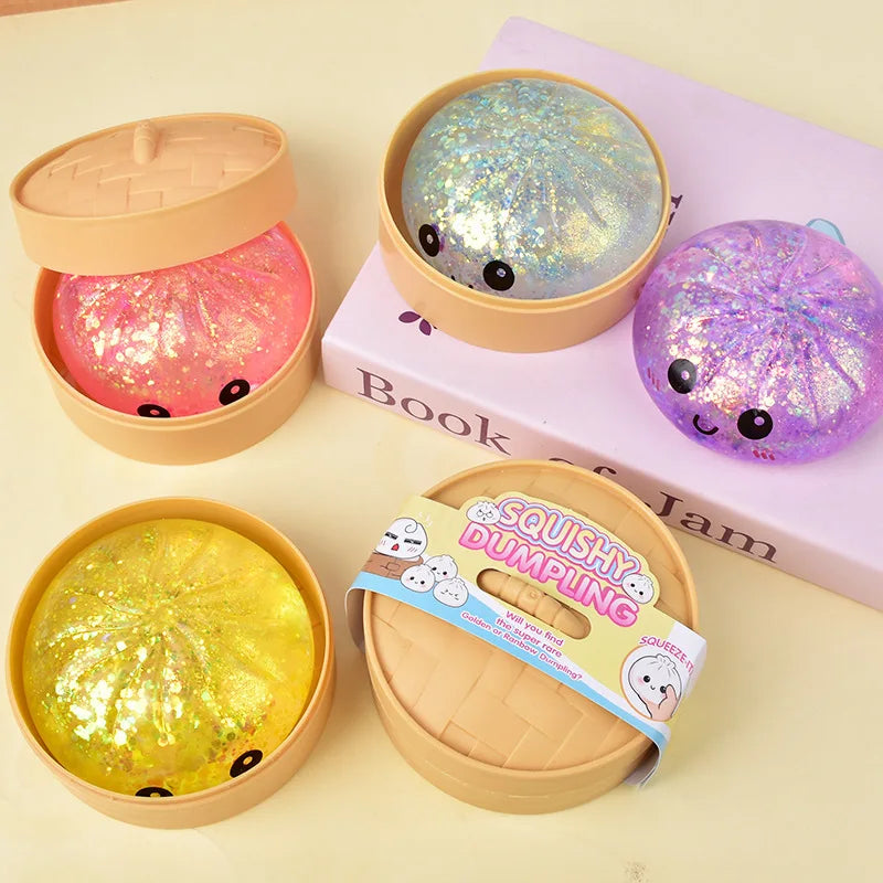 Glitter Dumpling Squishy Sensory Toy with Gift Box