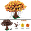 A set of building blocks shaped like a flowering cherry blossom tree in orange and yellow colors.