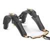 Black adjustable PU leather saxophone shoulder strap with gold accents
