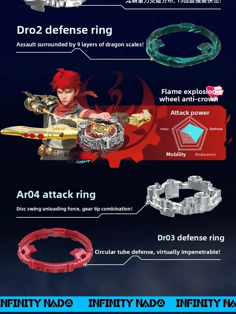 AULDEY Infinity Nado Fighting Spinning Top Toy with Launcher