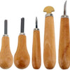 A professional bezel setting pusher tool with a wooden handle shown in various views.