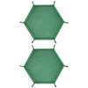 A green foldable PU leather hexagonal dice tray for tabletop games and desk organization.