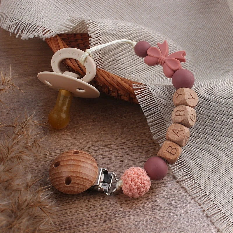 Personalized Baby Pacifier Clip with Silicone Beads