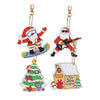 Diamond painting keychain craft kit featuring Santa and a Christmas tree charm pendant