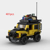 A yellow and black toy vehicle model built from 401 plastic pieces.