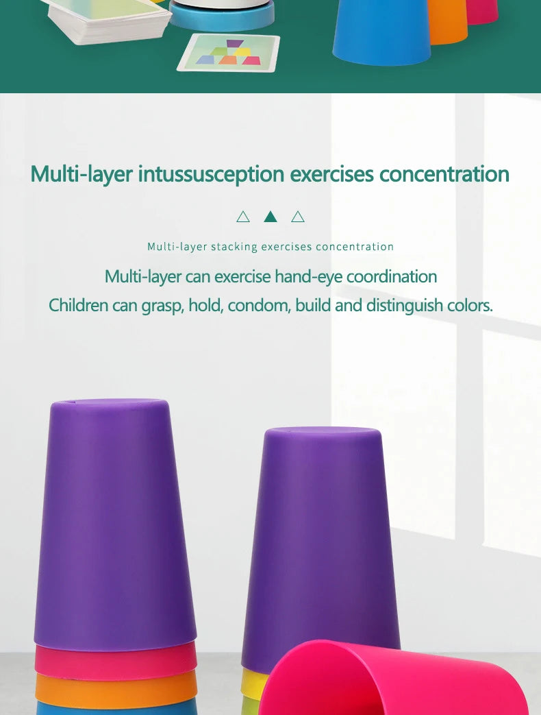 Stack Cup Speed Game with Color Recognition Cards