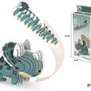 A 3D model puzzle set of a dinosaur and an ocean creature, showing the assembled model and packaging details.