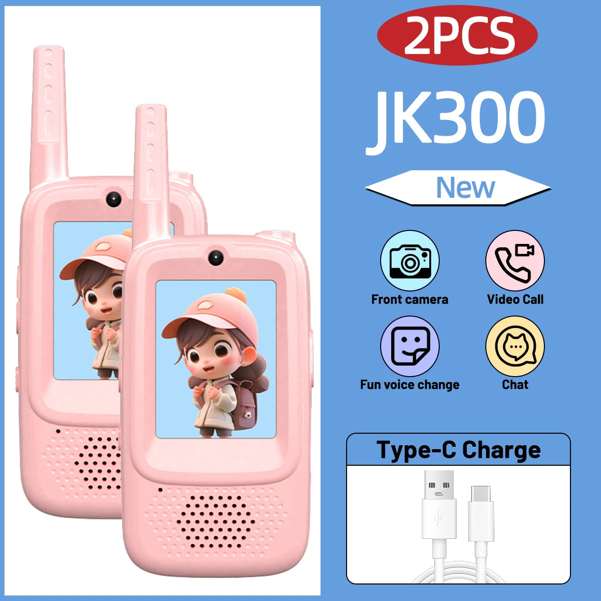 Kids' Video Walkie-Talkies with Voice, Emoji, and Photo Sharing
