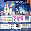 A monster set containing 231 pieces including pop balloons, decorative accessories, and lenses for DIY craft kits.