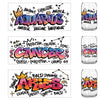 Three designs featuring the zodiac signs Aquarius, Cancer, and Aries in graffiti style.