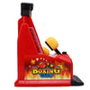 A red interactive finger boxing machine with a black handle and yellow boxing glove accessory.
