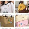 A set of four cute enamel pins featuring cartoon characters for matching clothes, bags, and pencil cases.