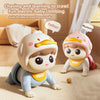 A baby climbing toy featuring two figures, a father and mother, designed to guide a baby to crawl forward easily.