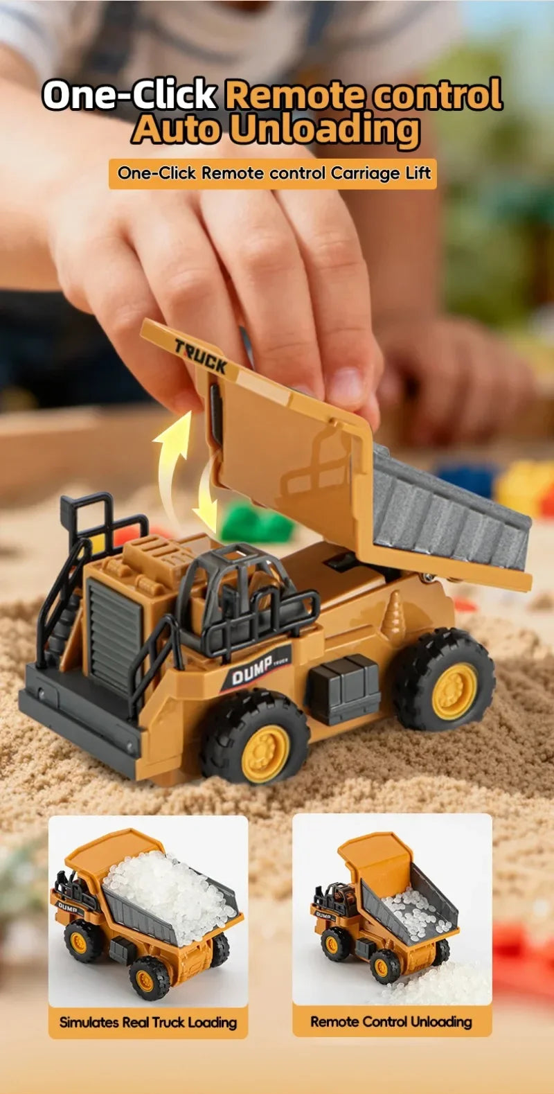 1:64 Scale Remote Control Engineering Vehicle with Lights and Sounds