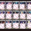 A grid of eleven anime character cards, each featuring a character portrait surrounded by a pink circle with a diagonal line 