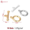 Ten sets of 18K gold round O-toggle clasps for bracelets and jewelry making